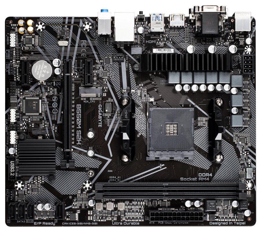 GIGABYTE B550M S2H / AMD B550 / AM4 / 2x DDR4 / M.2 / VGA / DVI-D / HDMI / mATX