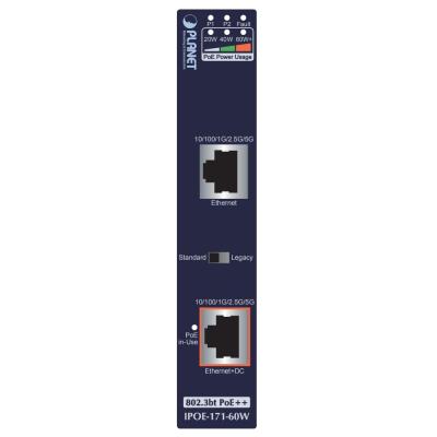Planet IPOE-171-60W PoE injektor IEEE802.3bt, 60W, DIN, IP30, -40~75°C