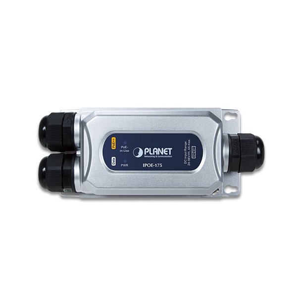 Planet průmyslový PoE injektor 802.3bt, 60W, Gigabit, IP67+IK10, -40~75°C, 24-56VDC-input
