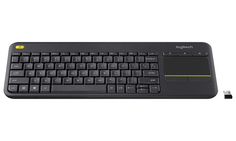 Logitech klávesnice Touch K400 Plus / Bezdrátová/ 2.4GHz/ Touchpad/ USB přijímač/ US/ Černá
