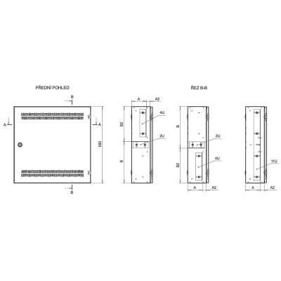 Solarix rozvaděč SOHO LC-18 s lištami 2U, 4U a 11U, 550x550x150mm, bílá RAL 9003