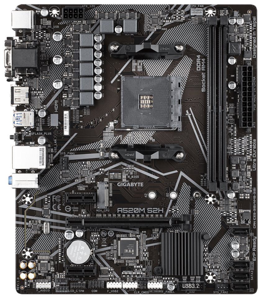 GIGABYTE A520M S2H / AMD A520 / AM4 / 2x DDR4 / VGA / DVI-D / HDMI / M.2 / mATX