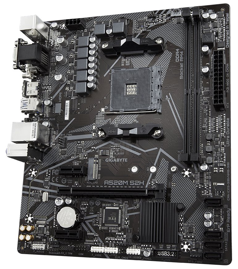 GIGABYTE A520M S2H / AMD A520 / AM4 / 2x DDR4 / VGA / DVI-D / HDMI / M.2 / mATX