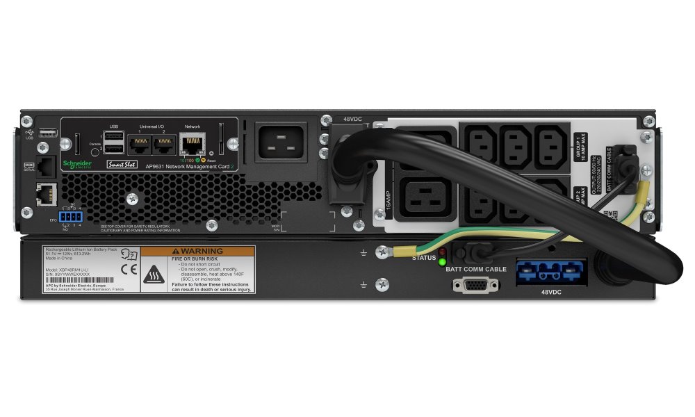 APC Smart-UPS SRT Li-Ion 2200VA (1980W)/ 3U/ RACK MOUNT/ ONLINE/ 230V/ LCD/ with Network Card (AP9631)