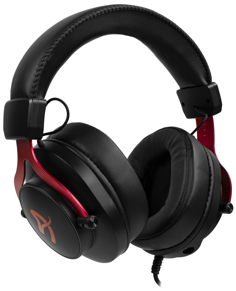 AROZZI herní sluchátka ARIA Black-Red/ náhlavní/ 2x 3,5" jack/ redukce na 1x 3,5" jack/ odnímatelný mikrofon