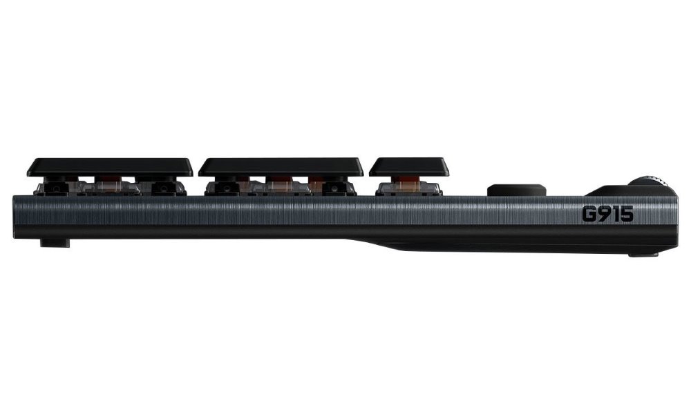 Logitech herní klávesnice G915 LIGHTSYNC RGB/ mechanická/ bezdrátová/ GL taktilní/ USB/ US layout/ Carbon