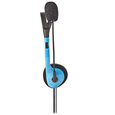 NEDIS headset CHST100BU/ drátová sluchátka + mikrofon/ 2x 3,5 mm jack/ kabel 2 m/ modrý