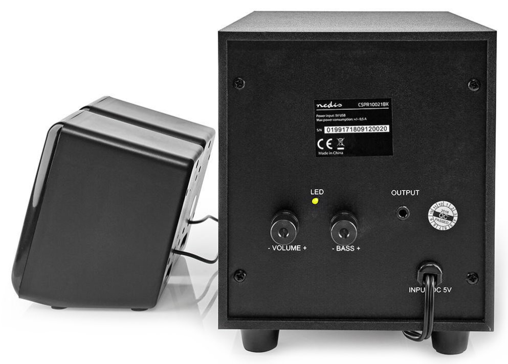 NEDIS PC reproduktory/ 2.1/ výkon 33 W/ 3,5 mm jack/ USB/ ABS/ dřevo/ černé