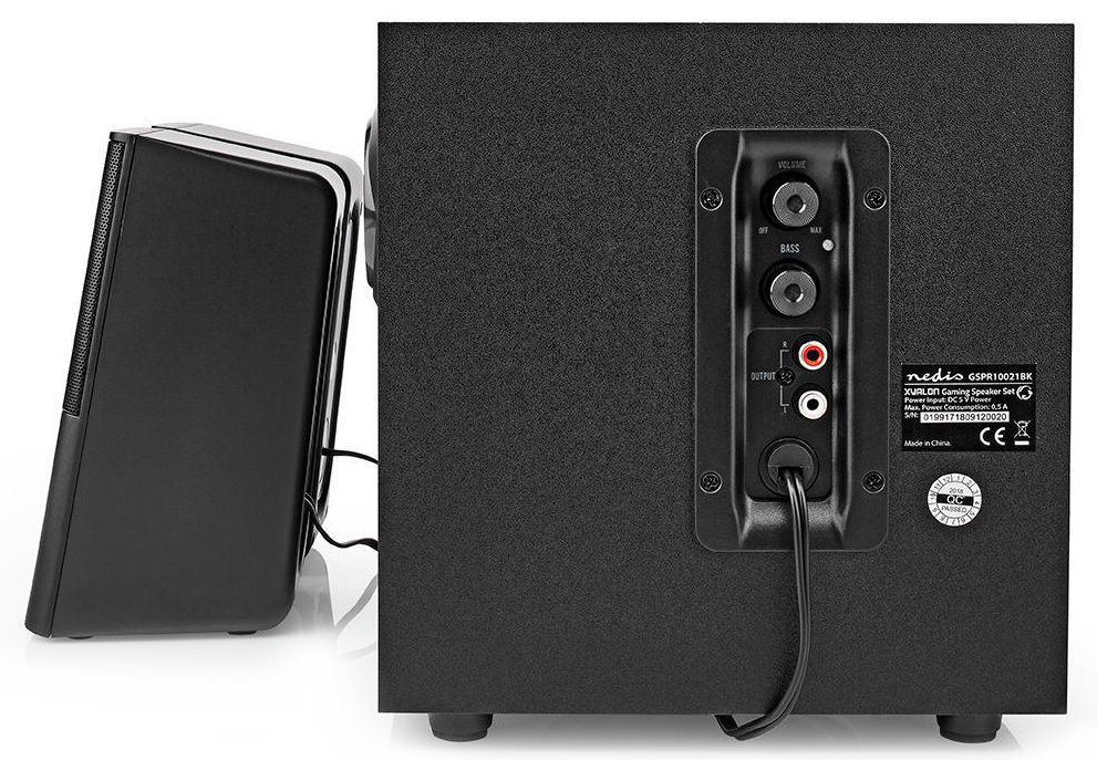 NEDIS herní reproduktory/ 2.1/ výkon 33 W/ 3,5 mm jack/ USB/ ABS/ dřevo/ černé