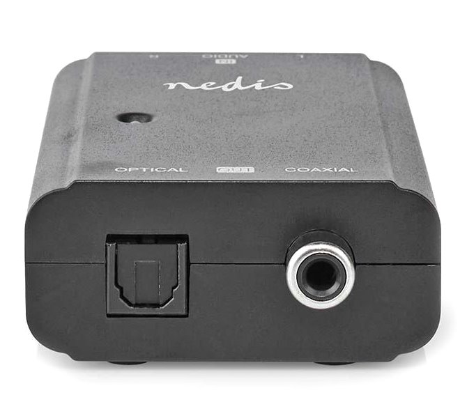 NEDIS převodník stereofonního zvuku na digitální/ 1cestný/ 2x zásuvka RCA (Stereo)/ zásuvka RCA + zásuvka Toslink/ černý