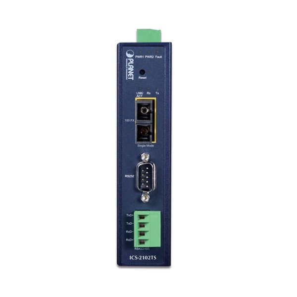 Planet průmyslový konvertor RS-232/422/485 na IP, 1x COM, 1x 100Base-FX SC SM 30km, 9-48VDC, 24VAC, -40~+75°C, IP30