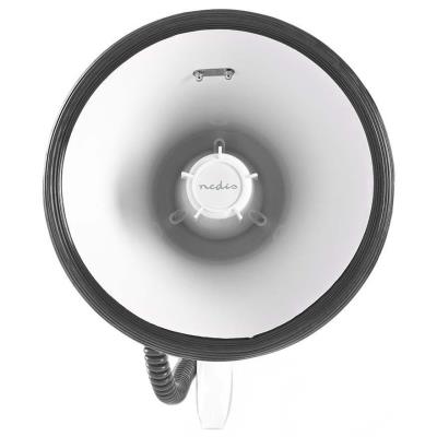 NEDIS megafon/ rozsah 1500m/ hlasitost 135dB/ odnímatelný mikrofon/ vestavěná siréna/ ramenní popruh/ bílo-modrý