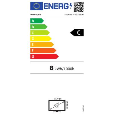 ViewSonic TD1655 - přenosný/ 15,6" Touch/ IPS/ 16:9/ 1920x1080/ 6,5ms/ 250cd/m2/ miniHDMI/ 2xUSB-C/ integ. stojan/ repro