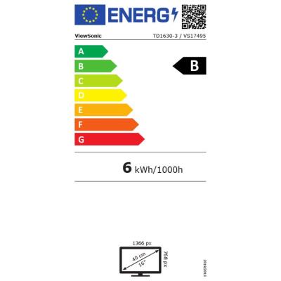 ViewSonic TD1630-3 / 16"/ Touch/ TN/ 16:9/ 1366x768/ 12ms/ 190cd/m2/ HDMI/ VGA/ Repro