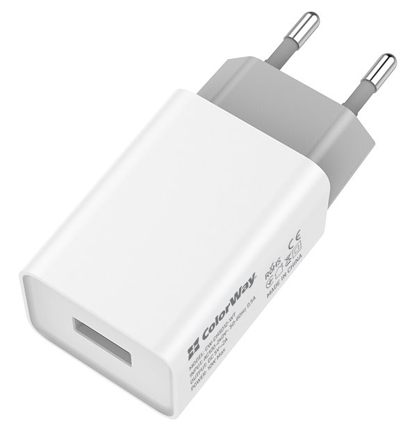COLORWAY 1x USB/ síťová nabíječka/ 10W/ 100V-240V/ Bílá