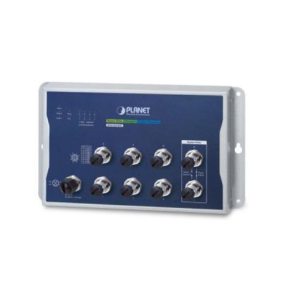 Planet WGS-5225-8MT plochý L3 switch, 8x1Gb M12, 9-48VDC, -40~75°C, IP40, fanless