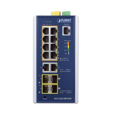 Planet IGS-5225-8P2T4S průmyslový L3 switch, 8x1Gb, 2x1Gb SFP, 2x2.5Gb SFP, 8x PoE 802.3at 240W, dual 48-54VDC, -40~75°C