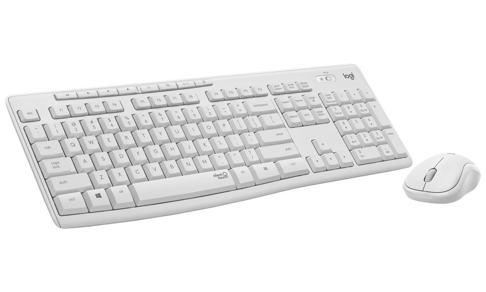 Logitech set MK295/ Bezdrátová klávesnice + myš/ 2.4GHz/ USB přijímač/ US/ bílý