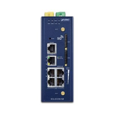 Planet dual 5G/LTE bezpečnostní brána, 2x WAN + 3x LAN, DI/DO, GPS, WiFi, DIN, IP30, -45/+75°C, dual 9-54VDC