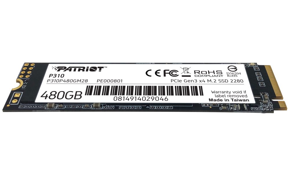 PATRIOT P310 480GB SSD / Interní / M.2 PCIe Gen3 x4 NVMe 1.3 / 2280