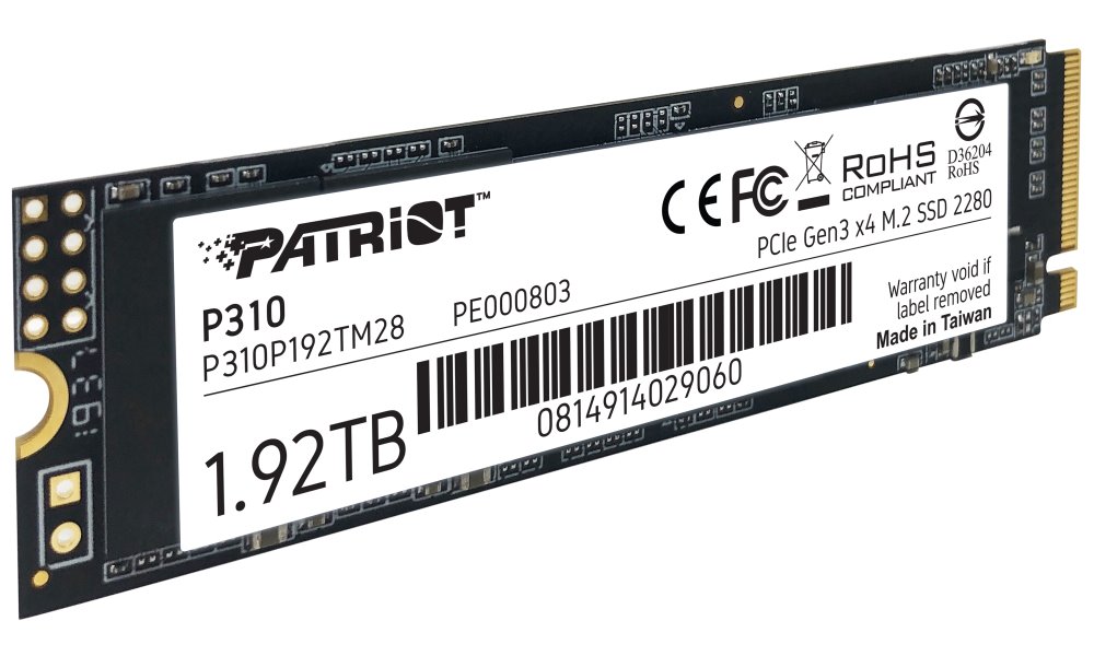 PATRIOT P310 1,92TB SSD / Interní / M.2 PCIe Gen3 x4 NVMe 1.3 / 2280