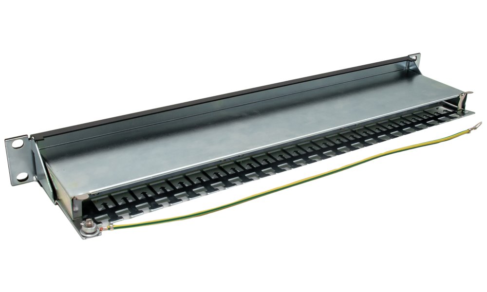 LYNX Patch panel 19", 24 portů, Cat6a, stíněný, černý