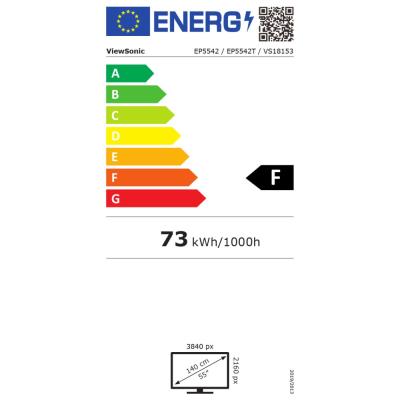 ViewSonic e-Poster EP5542T/ 55"/DLED/ IR 32 Touch/ 3840 x 2160/ 450cd/ DP / HDMI x 3 /VGA /RS232 in x 1 /USB x 3 /SPDIF/