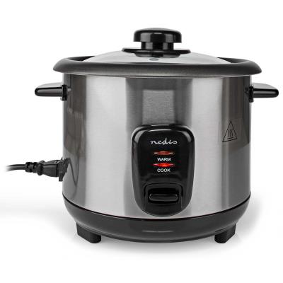 NEDIS rýžovar/ spotřeba 400 W/ objem 1,0 L/ nepřilnavý povrchy/ vyjímatelná miska/ automatické vypnutí/ černo-stříbrný