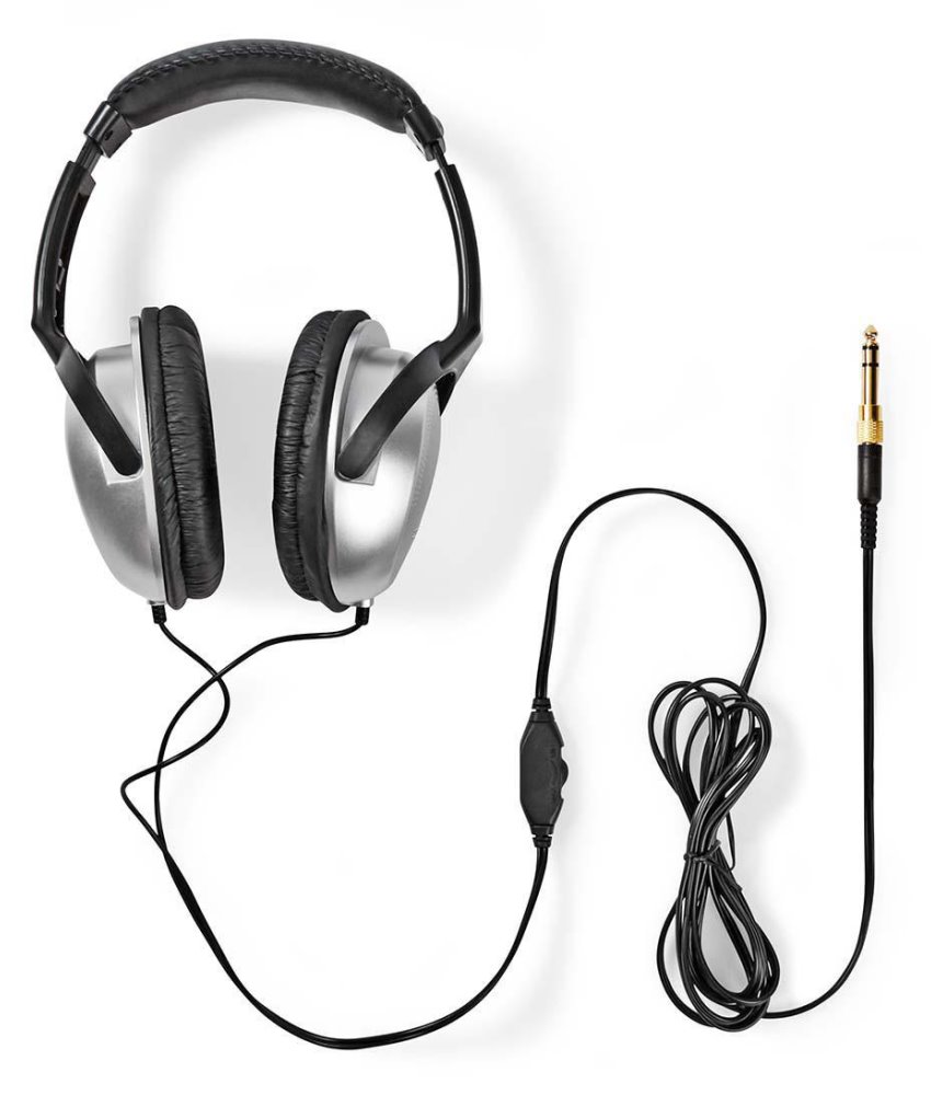 NEDIS kabelová sluchátka/ na uši/ ovládání hlasitosti/ kabel 2,70 m/ černo-stříbrné