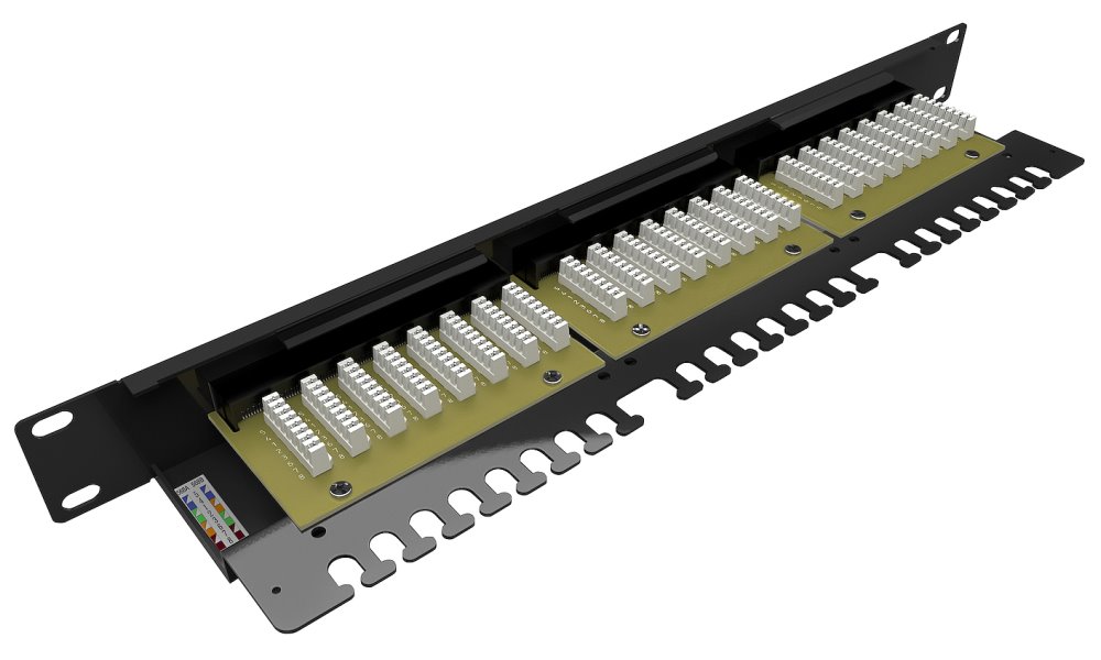 Solarix Patch panel 24x RJ-45 Cat6 UTP s vyvazovací lištou 1U SX24L-6-UTP-BK-N