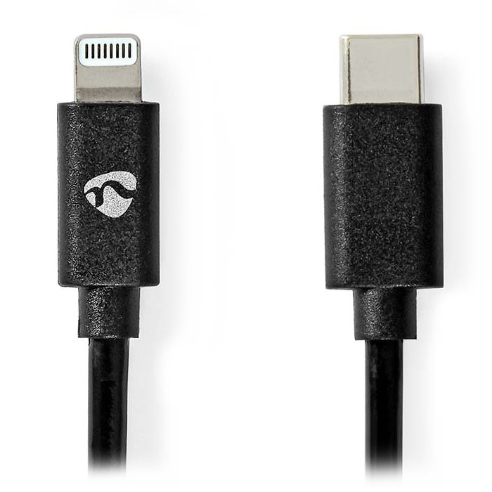 NEDIS Lightning kabel/ USB 2.0/ Apple Lightning 8pinový/ USB-C zástrčka/ kulatý/ černý/ 2m