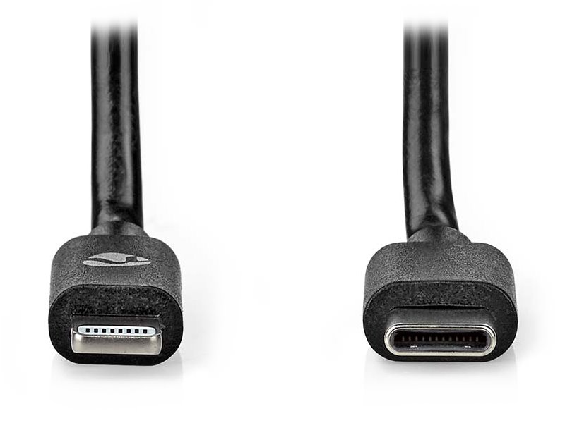 NEDIS Lightning kabel/ USB 2.0/ Apple Lightning 8pinový/ USB-C zástrčka/ kulatý/ černý/ 2m