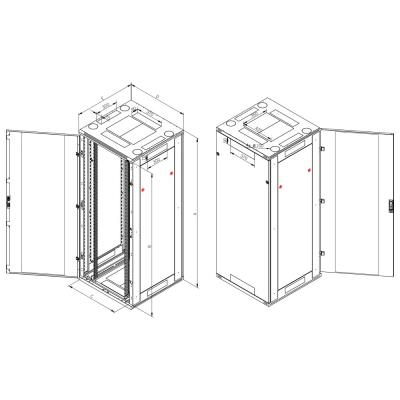 Triton 19" rozvaděč stojanový 42U/800x800, typ RT, nosnost 1200kg, perforované dveře, RAL7035, šedý