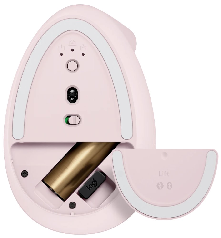 Logitech Lift Vertical Ergonomic Mouse - Dark Rose   Vertikální myš, optická, 6 tlačítek, bezdrátová, Bluetooth
