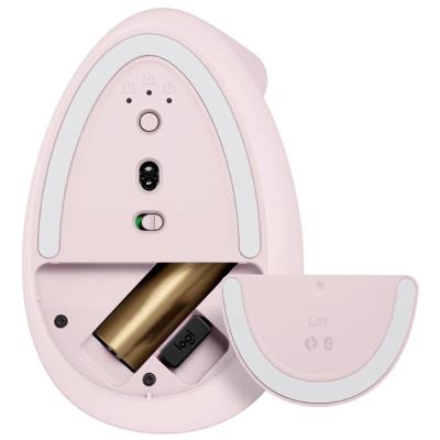 Logitech Lift Vertical Ergonomic Mouse - Dark Rose   Vertikální myš, optická, 6 tlačítek, bezdrátová, Bluetooth