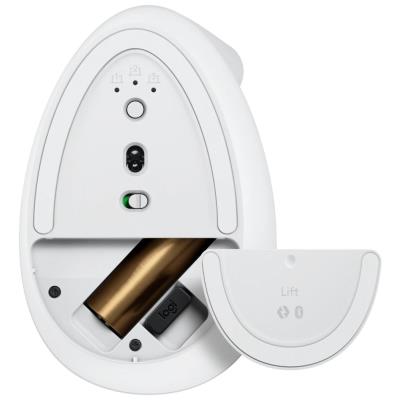 Logitech Lift Vertical Ergonomic Mouse - White   Vertikální myš, optická, 6 tlačítek, bezdrátová, Bluetooth