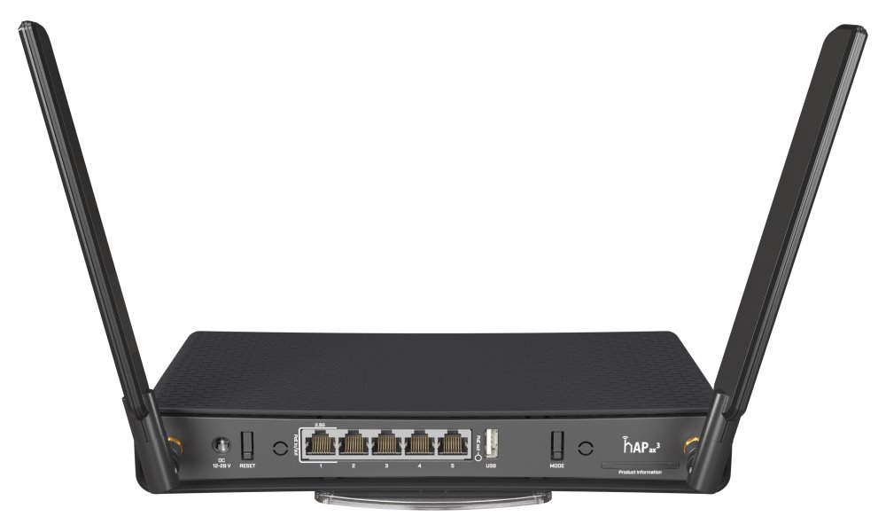 MikroTik C53UiG+5HPaxD2HPaxD, hAP ax3, 4x GbE, 1x 2.5 GbE, 2.4+5GHz Wi-Fi 6, USB 3.0, USB, PSU. L4