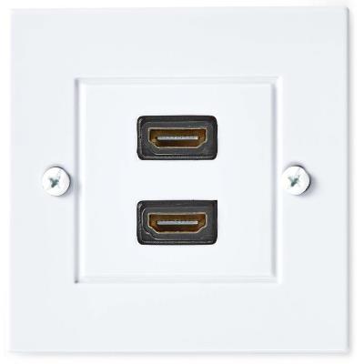 NEDIS nástěnný Box HDMI/ 2x HDMI zásuvka/ 4K@60Hz/ 18 Gbps/ pozlacené/ černo-bílý