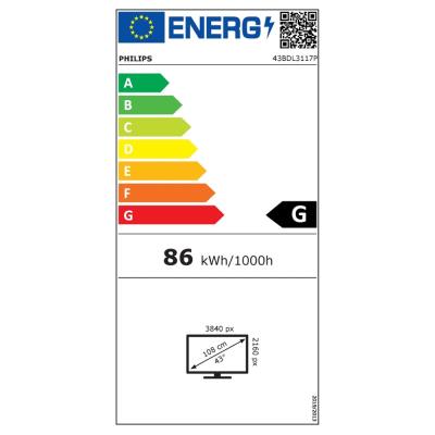PHILIPS displej 42,5" 43BDL3117P / P-Line/ IPS/ 4K UHD/ 60Hz/ 8ms/ 24/7