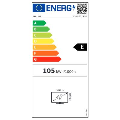 PHILIPS displej 75" 75BFL2214 / B-Line/ IPS/ 4K UHD/ 400cd/ 500 000:1/ TV/ 16/7 /HDMI, USB, RJ45, RJ48