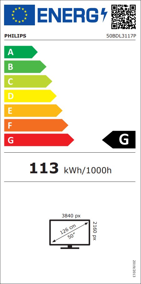 PHILIPS displej 49,5" 50BDL3117P / P-Line/ VA/ 4K UHD/ 60Hz/ 8ms/ 24/7