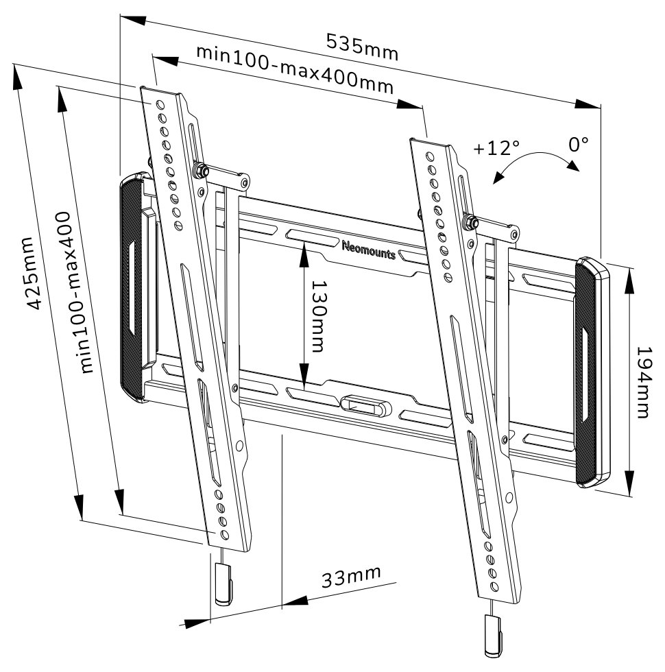 Neomounts WL35-550BL14/Držák displeje/na stěnu/32-65"/sklopný/VESA 400X400/nosn. 60kg/černý