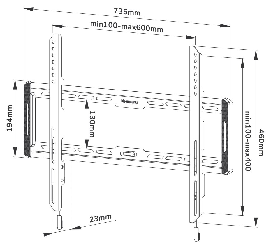 Neomounts WL30-550BL16/Držák displeje/na stěnu/40-75"/fixní/VESA 600X400/nosn. 70kg/ultra tenký/černý