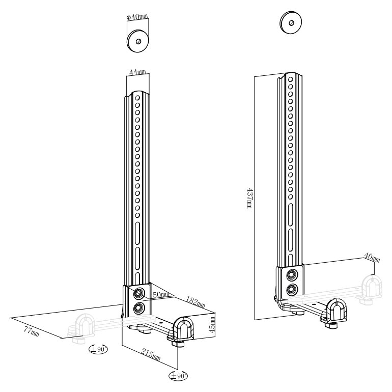 Neomounts AWL29-650BL1/Držák na reproduktor/ nad/pod držák obrazovky/nosn. 15kg/hloubka 7,7-21 cm/černá