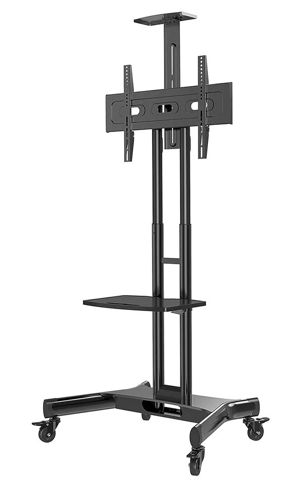 Neomounts Select NM-M1700BLACK/Držák displeje/vozík/32-75"/4 kolečka/VESA 600X400/nosn. 50kg/nast.výšky/2 police/černý