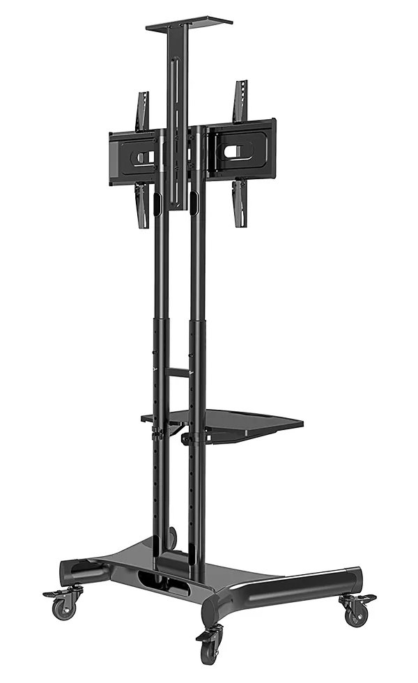 Neomounts Select NM-M1700BLACK/Držák displeje/vozík/32-75"/4 kolečka/VESA 600X400/nosn. 50kg/nast.výšky/2 police/černý