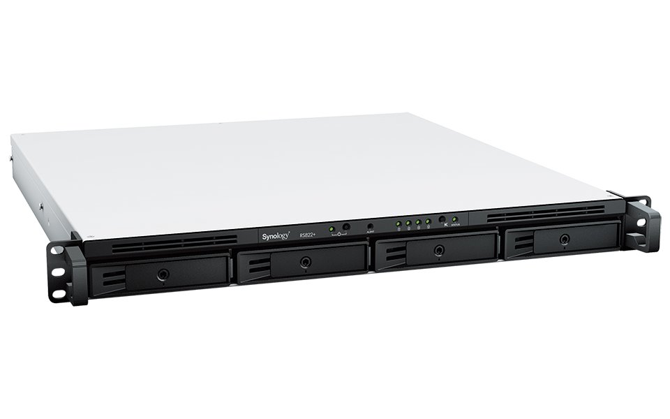 Synology RS822+   1U, 4x SATA, 2GB RAM, 2x USB 3.0, 4x GbE, 1x PCIe, 1x eSATA