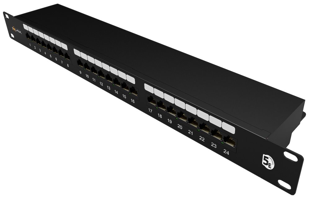 Solarix Patch panel 24 x RJ45 CAT5E STP černý 1U SX24-5E-STP-BK-N