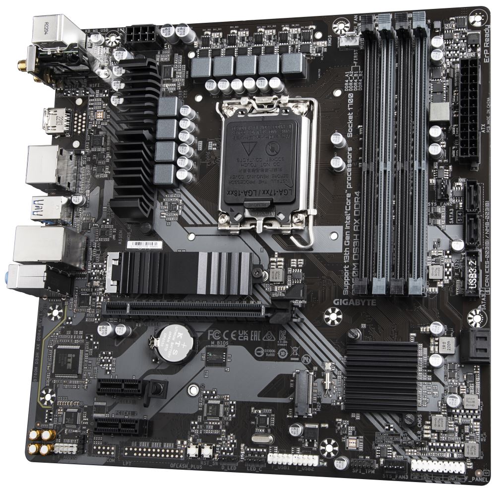 GIGABYTE B760M DS3H AX DDR4 / Intel B760 / LGA1700 / 4x DDR4  / 2x M.2 / DP / HDMI / USB-C / WiFi / mATX