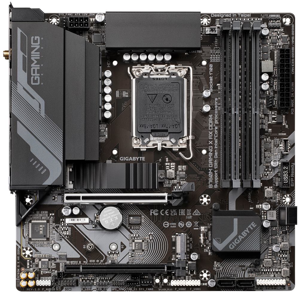GIGABYTE B760M GAMING X AX DDR4 / Intel B760 / LGA1700 / 4x DDR4  / 2x M.2 / DP / HDMI / WiFi / mATX